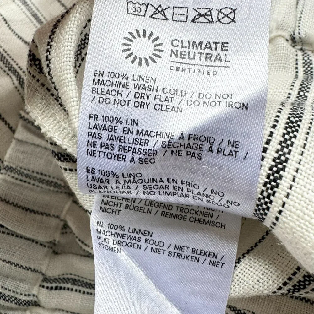NWT Reformation Olina Linen Pants Elsie Stripe Cream Gray Medium